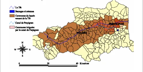 Figure 2. Situation du canal de Perpignan dans les pyrénées-orientales. 
