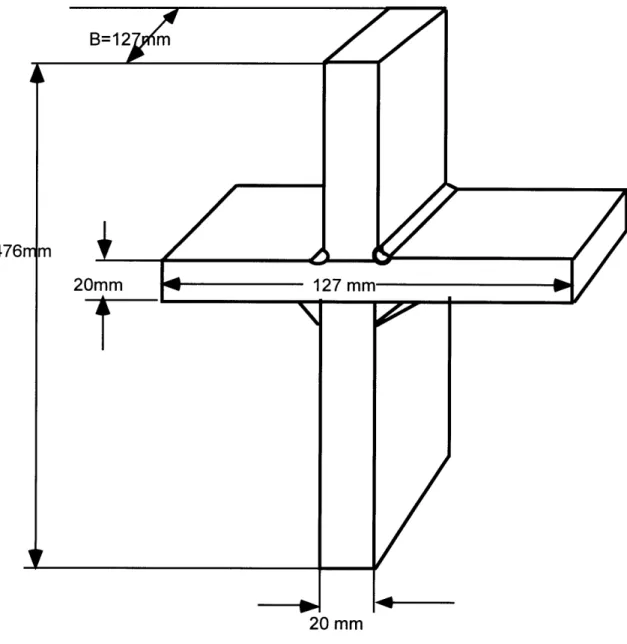 Figure 2-1  Cruciform  testing specimen  subject to  tensile  load  [Wilcox,1995].
