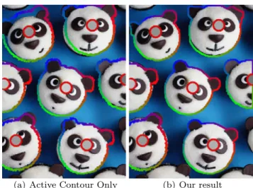 Fig. 7 Object contour extraction. (a) Object contour is extracted only using active contour