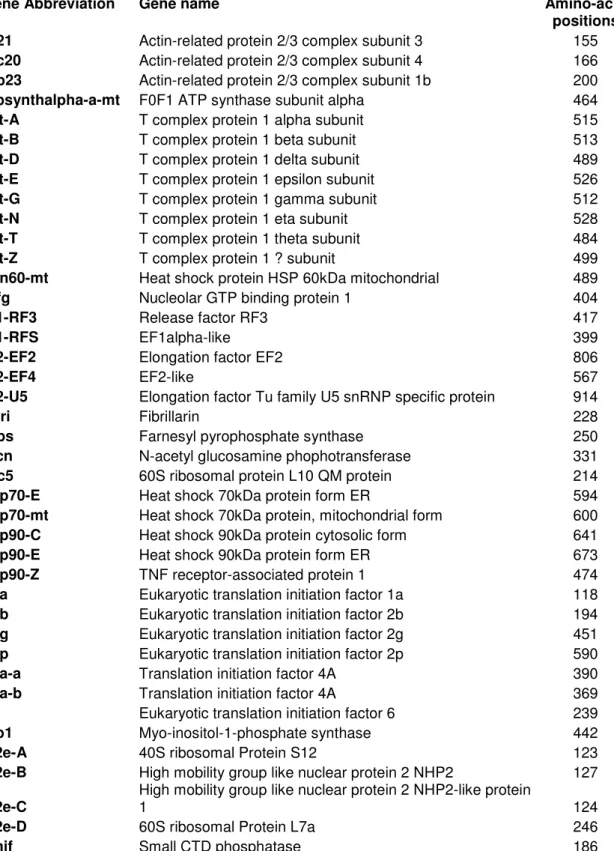 Table S1: List of the 179 genes with names and numbers of amino-acid positions conserved for each gene  alignment