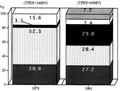 Figure 23.  Primarv Energy  Supply, 1973 and  1991