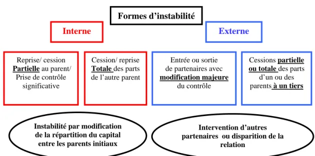 Figure 1. : Les formes internes et externes de l’instabilité des alliances stratégiques 