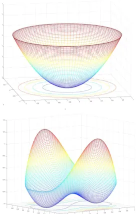 Figure 4.2: Illustration of 2-dimensional non-degenerate functions of Example 4.2. All of the above functions satisfy the boundary condition (B1) on the region cl(B(0, 1)).