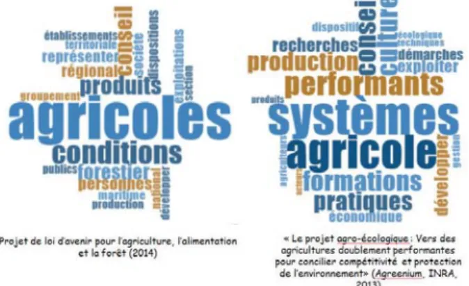 Figure 3 - The 20 most frequent words in two institutional  texts. Gaïa-Trop,2016. 