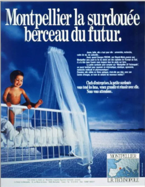 Figure 3. Campagne de marketing territorial organisée par  Montpellier LR Technopôle (1987)