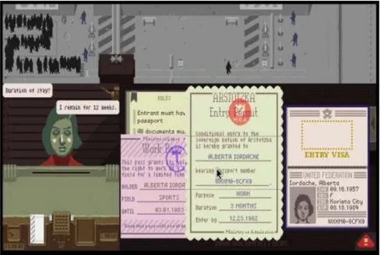 Figure 10. Papers stack up in Papers, Please 