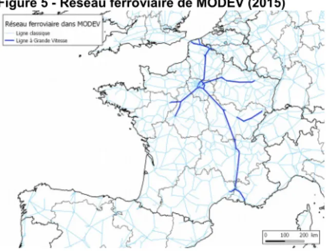 Figure 4 - Réseau routier simplifié de MODEV (2015)