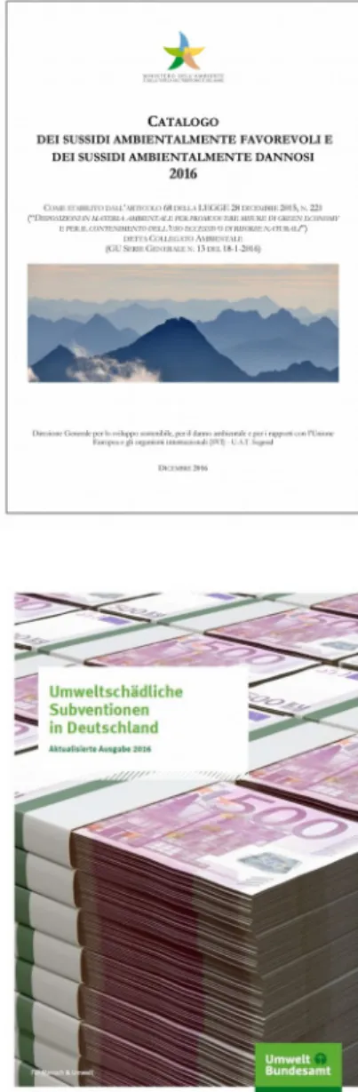 Fig. 2 - Couvertures des rapports italien et allemand sur les aides publiques dommageables à l’environnement
