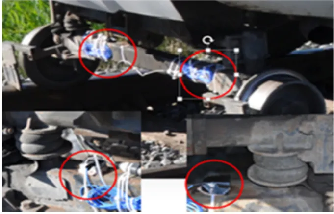Figure 2. Test vehicle and accelerometers. 