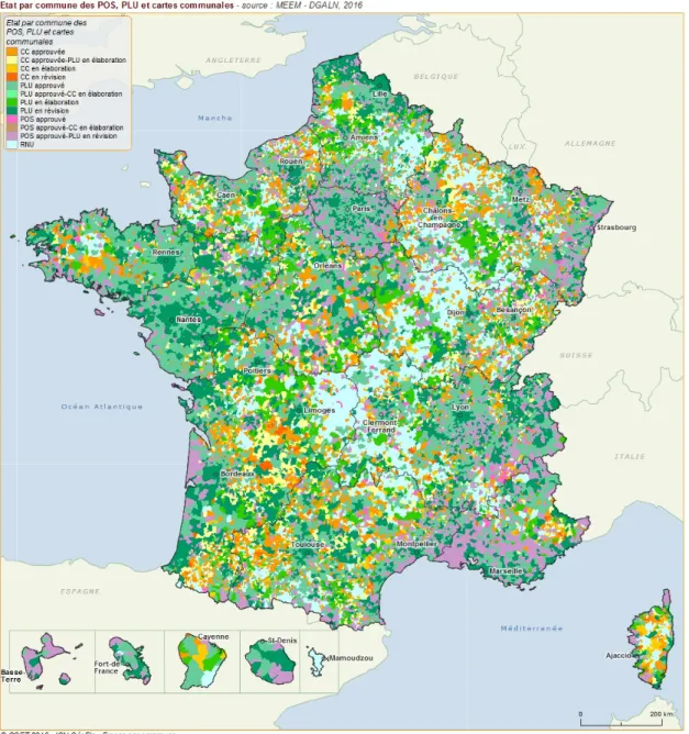 Figure 7 – La couverture en documents d’urbanisme du territoire français