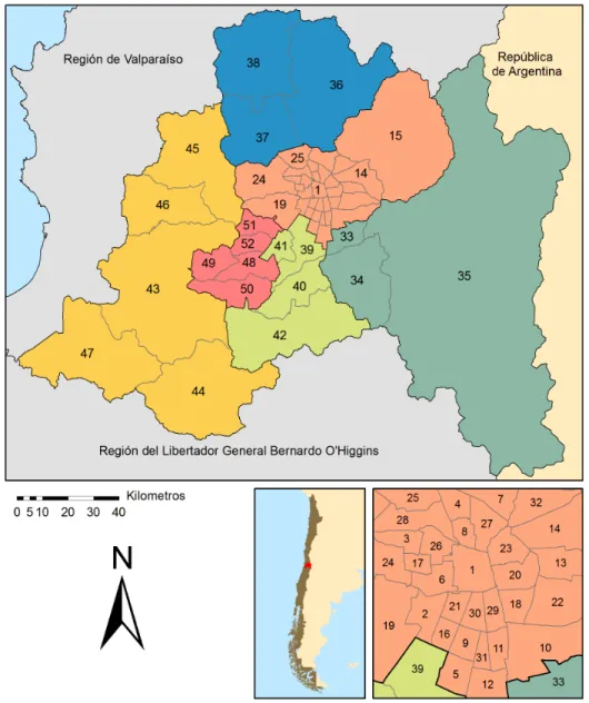 Figura 1  Región Metropolitana de Santiago. Mapa político-administrativo. 