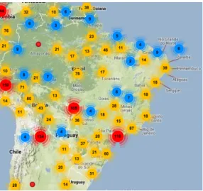 Figure 4: Xeno-canto audio recordings distribution centered around Brazil area