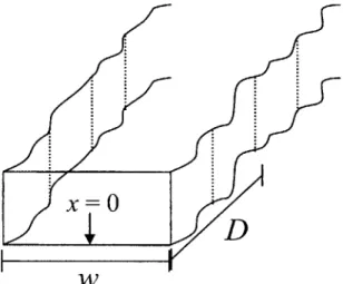 Figure  3-9.  Sidewall  roughness  in a  slab waveguide  of width w and correlation  length  D, centered  at  x =  0.