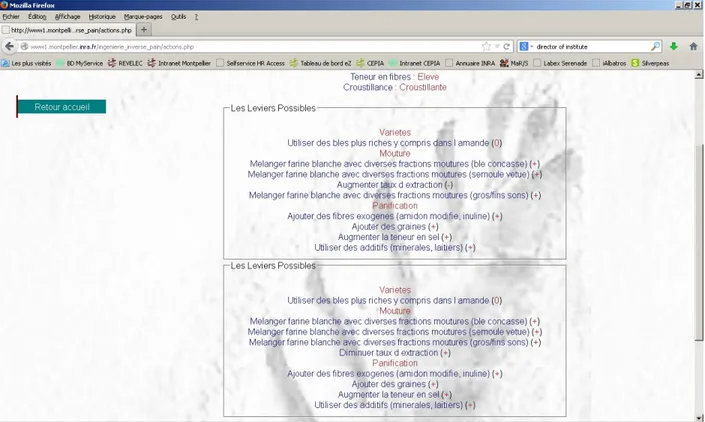 Fig. 11. Demonstrator screenshot showing two sets of possible actions