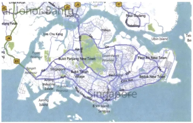 Figure 1.1: Map of Singapore (Bing.com, 2011)