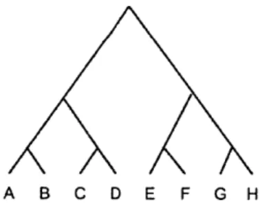 Figure 3.1:  A  simple binary  tree with eight leaves
