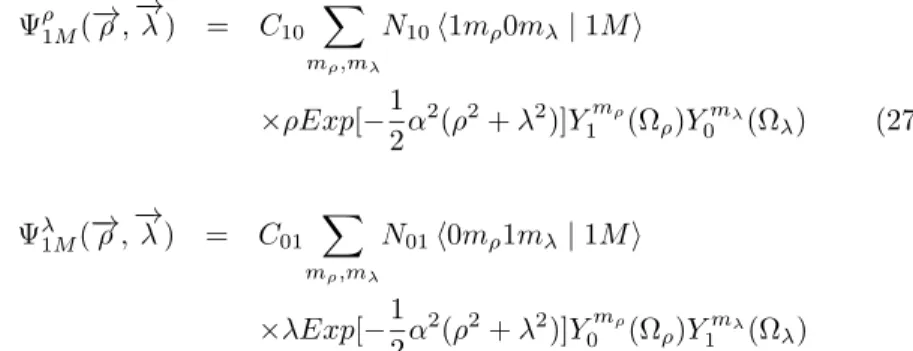 Table 2: The ground-state energy of baryons (in MeV). M 0 is the baryon mass without hyperfine correction and M cor represents the baryon mass with  spin-spin (V c ) correction.