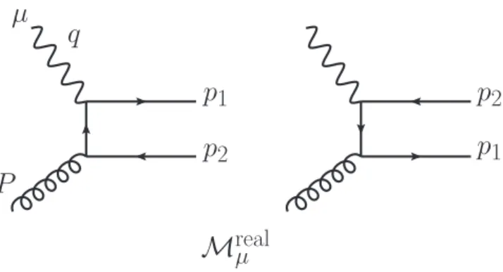 Figure 8 . Diagrams for γ ∗ + gluon processes at O (α s ). They contribute to the real amplitudes in eqs