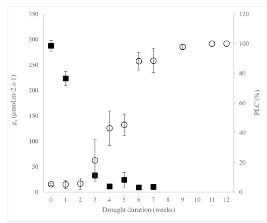 Figure 1 258  259  0 20406080 1001200501001502002503003500123456789101112 PLC (%)gs(µmol.m-2.s-1)