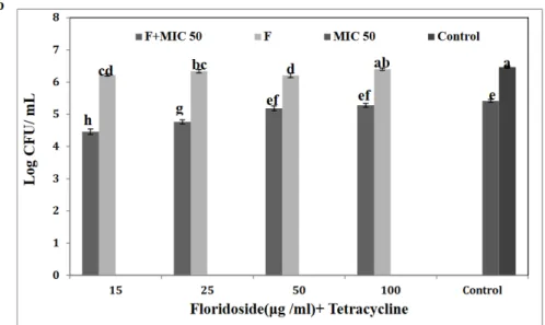 Figure 3. Combined effects of floridoside and tetracycline on the growth of S. Enteritidis