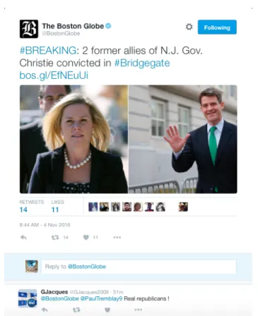 Figure 1-3: Example Tweet from the Boston Globe [141].