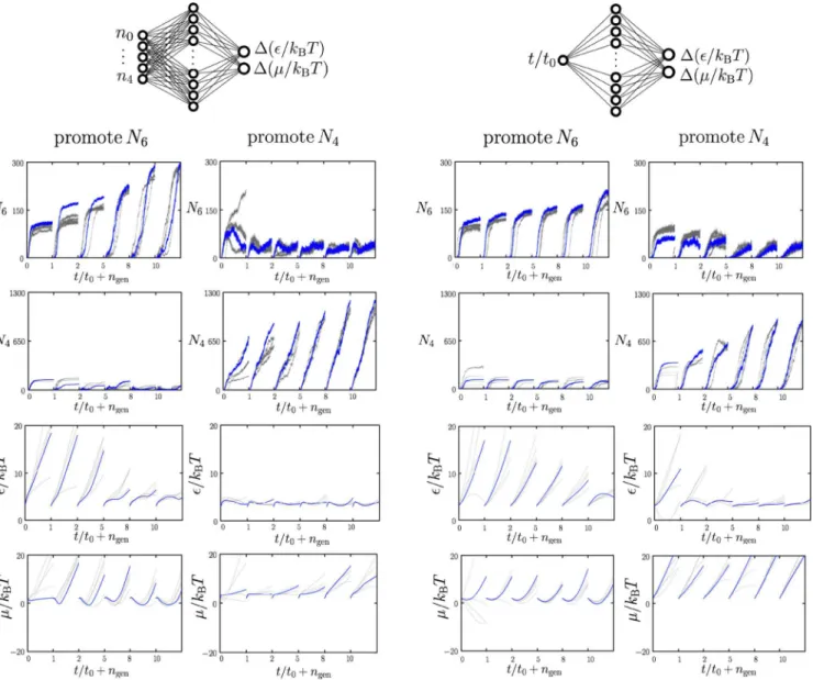 FIG. 10. Evolutionary learning of self-assembly protocols for the 4-patch disk of Fig