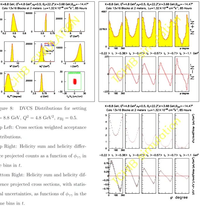 Figure 8: DVCS Distributions for setting