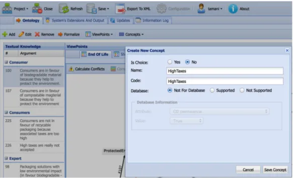 Figure 6: Adding a concept which is not related to the database.