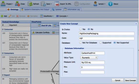 Figure 7: Adding a concept not supported yet in the packaging database but suggested for addition.