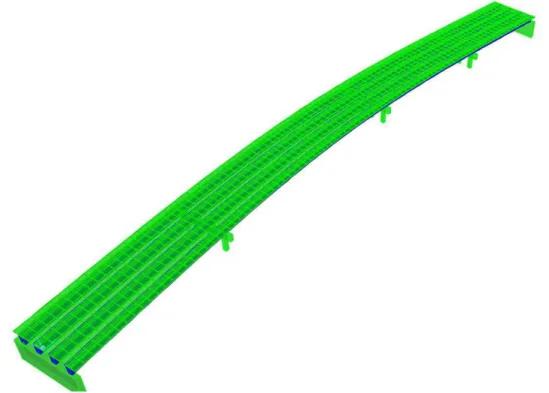 Figure 1: The curved-continuous composite box-girders bridge. 
