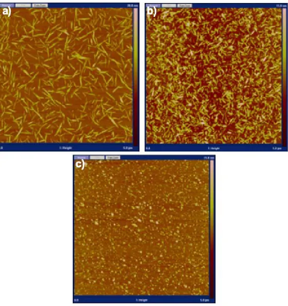 Figure S1: AFM micrographs of (a) ChNC, (b) ChsNC, and (c) ChsNC fabricated without the  inclusion of NaBH 4 