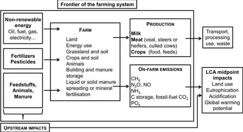 Figure 1 Description of the dairy farming system used for the Life Cycle Analysis (LCA) calculations.