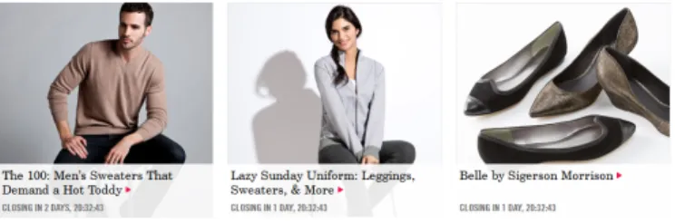 Figure 3-1: Example of three events shown on Rue La La’s website
