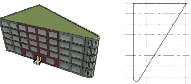 Figure 5.14: Building with horizontal irregularity due to non-orthogonal systems  -  Re-entrant corners 