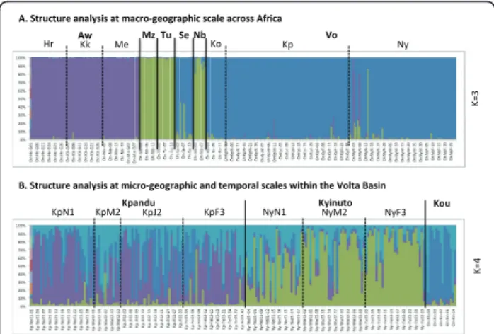 Figure 2 Population structure at macro-geographic, micro- micro-geographic and temporal levels