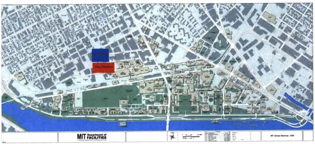 Figure 12: Map of New Ashdown and Sidney-Pacific in relation to MIT campus