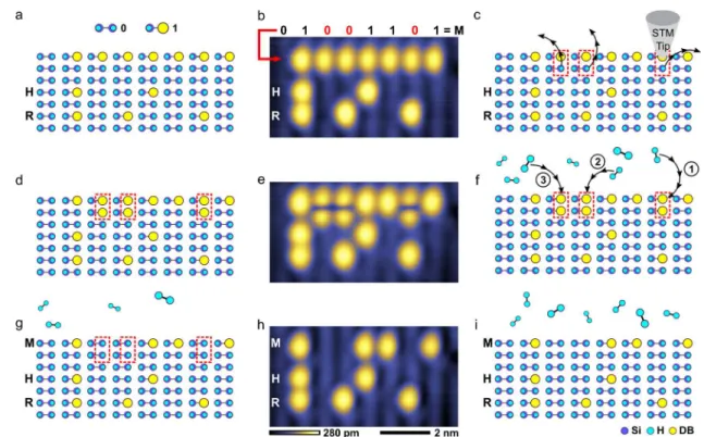 Figure 4. Rewriting a 24-bit memory array ( V = −1.65 V, I = 50 pA, T = 4.5 K, 4 × 7.5 nm 2 )