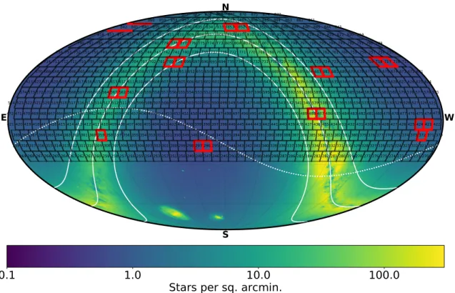 Figure 1. Mollweide projection in equatorial coordinates of the ZTF field coverage as a function of stellar density, using Gaia DR2 (Gaia Collaboration 2018)