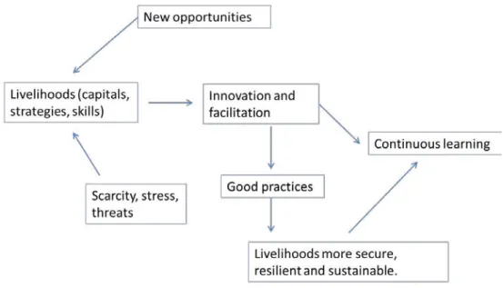 Figure 2.The encounter of stress and opportunities that trigger change (Prinset al 1999)  The combination of stress (problems to solve or barriers to overcome) and the occurrence of new opportunities  is “fertile soil” for experimentation and innovation, i