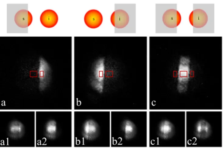 FIG. 3. Experimental results demonstrating nonlocal phase correction. (a) is the heralded image of a glass shard inserted into the clockwise arm of the idler photon SI