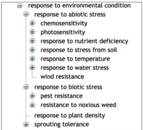 Fig. 2.  Wheat Trait Ontology (WTO) subclasses for ‘response to  environmental condition’.