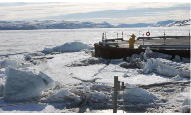 Figure 1: Ice in the active zone near cell 3, Nansivik wharf.