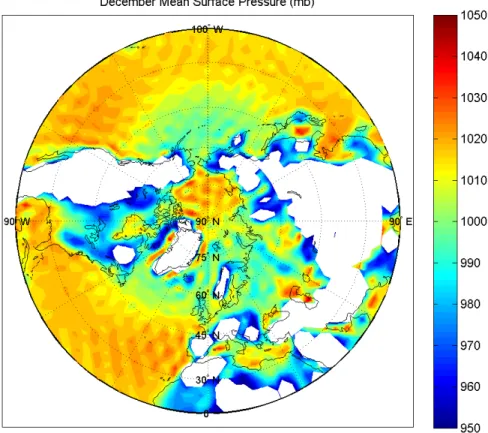 Figure B.2:  Mean December surface pressures for the Northern Hemisphere from  1949 to 2007