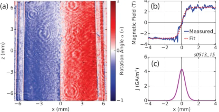 FIG. 3. Data from Faraday effect polarimetry, taken at t ¼ 251 ns after current start