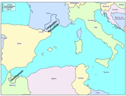 Figure 2: Locations of the main research areas 