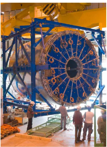 Figure 3.37: The TPC as assembled above ground on its way to the ALICE cavern.