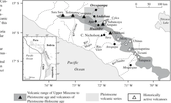 Fig. 2 a Location map of the volcanic province and the three monogenetic fileds on a SPOT satellite image (as of 1998)