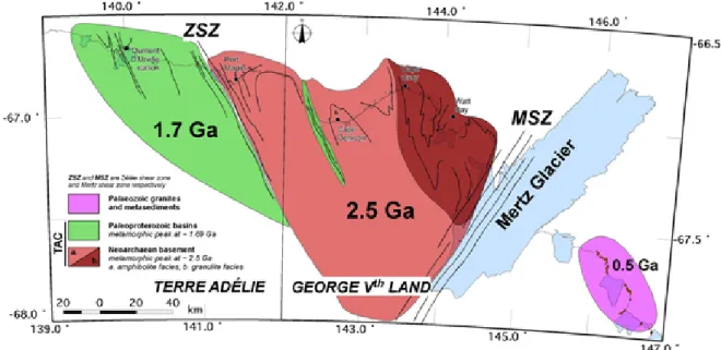 Fig. 1. Synthetic geological map of the Terre Adélie Craton (after Ménot et al., 2007)