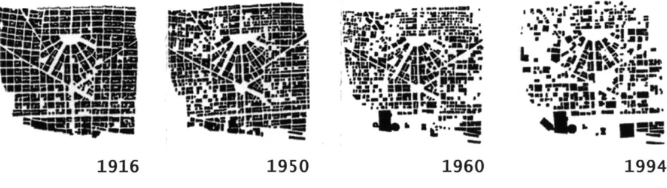 figure ground diagrams of downtown Detroit