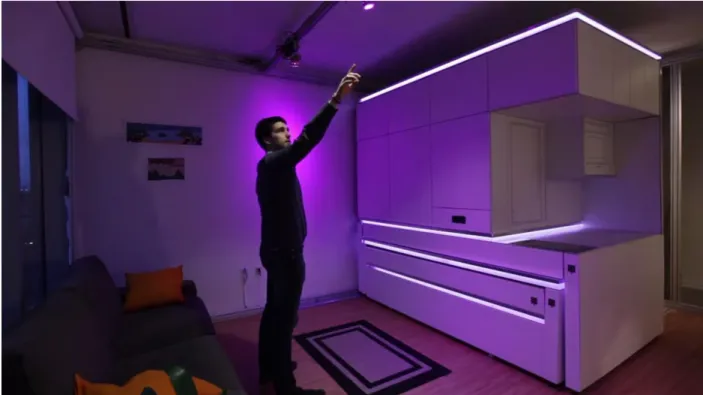 Figure 10: CityHome 1 prototype giving visual feedback with LED lights. 